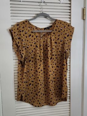 Alice Blue Leopard Print Flutter Sleeve Blouse